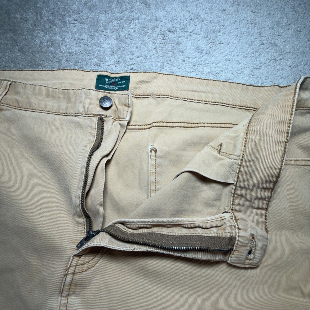 Woolrich Pants Mens 40x30 Tan Good Straight Leg Twill Workwear Outdoor Gorpcore - Picture 3 of 13